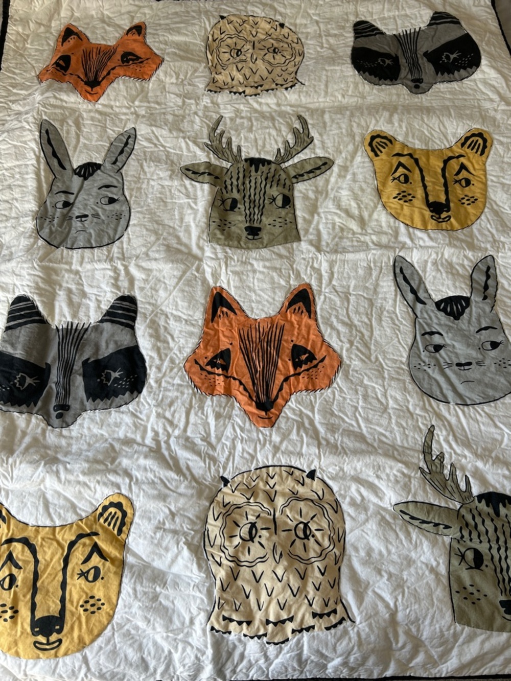 Crate & Barrel Whimsical Woodland Animal Quilt